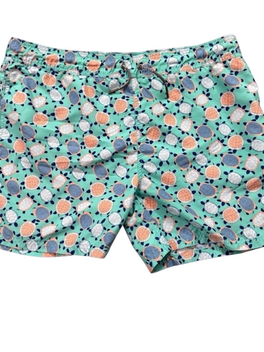 Zingara Turtle Print Swim Trunks Men’s Medium Aqua Beach Shorts Drawstring